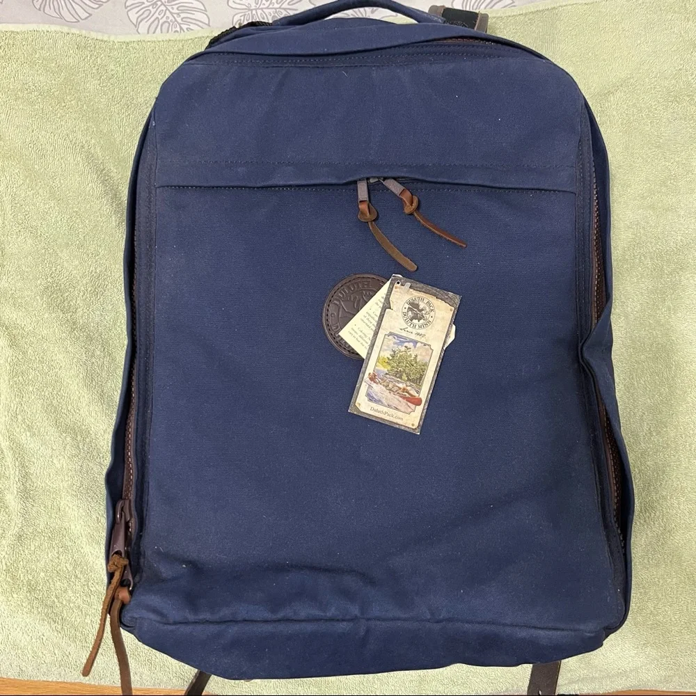 Rare Classic Navy Canvas Duffel Backpack with Real Leather Straps.